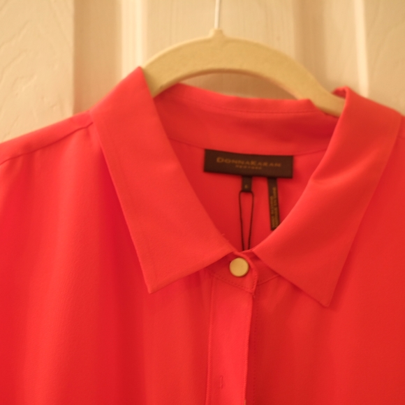 NWT Donna Karan Washed-silk shirt (L) - Picture 4 of 4